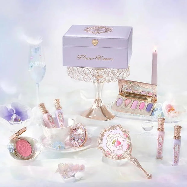 Flower Knows Violet Strawberry Rococo Makeup Box Set, 7 Pack Makeup Box with Mirror, Lip Gloss2, Blush2, Blush Brush1, Hai...
