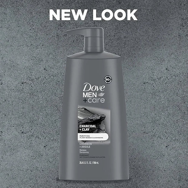 Dove Men+Care Men Shampoo For Healthy-Looking Hair Charcoal + Clay Naturally Derived Plant Based Cleansers 25.4 oz - Produ...
