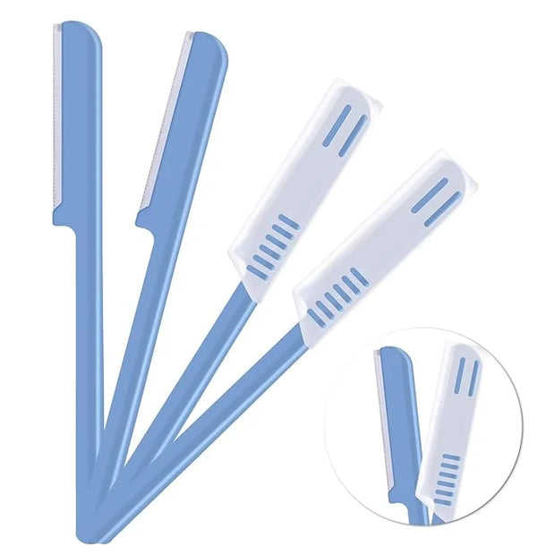 Women's Facial Razor Eyebrow Shaver Razor Brow Shaper Eyebrow Trimmer Dermaplaner Shaping Tool with Cover (Blue) - Product...