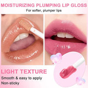 6 PCS Hydrating Lip Oil, Big Brush Head Lip Glaze Shiny Transparent Lip Glow Oil, Nourishing & Non-sticky Long Lasting Fre...