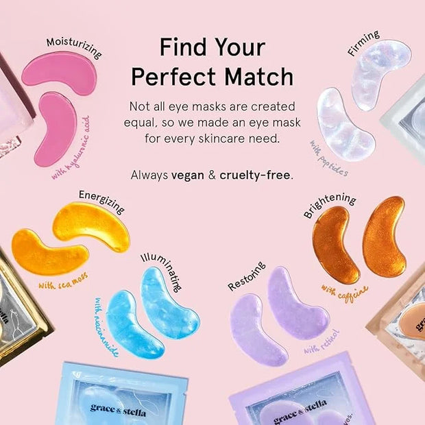 grace & stella Award Winning Under Eye Mask Reduce Dark Circles, Puffy Eyes, Undereye Bags, Wrinkles, Gel Under Eye Patche...