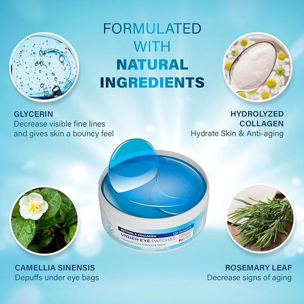 Under Eye Patches for Puffy Eyes: 60 Count Retinol Collagen Eye Gels Pads - Eye Skin Treatment Mask for Dark Circles, Wrin...