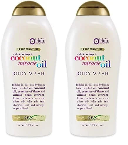 OGX Extra Creamy + Coconut Miracle Oil Ultra Moisture Body Wash, 19.5 Fl Oz (Pack of 2) - Product Image