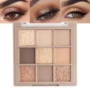 Eye Shadow Palette Makeup,9 Colors Gold Matte Shimmer Vegan Eyeshadow,Highly Pigmented Long Lasting Waterproof Naturing-Lo...