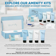H2O Therapy Amenity & Accessory Kit | 0.85 oz Travel Size Shampoo, Conditioner, Lotion, Body Wash, Massage Bar, Cleansing ...