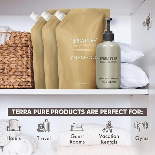 Terra Pure Spa Collection 1 Liter Conditioner Refill Bag For Soap Dispensers | Bulk Toiletries for Vacation Rentals, and H...