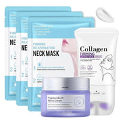 2PCS Neck Firming Cream and Neck Mask Set,Non-greasy Tighten Lift Firming Face Cream Skincare Moisturizer, 3 Pieces Deep M...