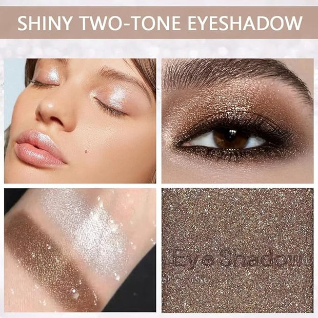 Double color eye shadow, Eyeshadows Creamy, high pigment eye makeup palette, matte shimmer metal eye shadow powder, Blenda...