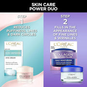L'Oreal Paris Collagen Face Moisturizer Day and Night Cream, 1.7 oz + Dermo-Expertise Eye Defense Eye Cream, 0.5 oz - Prod...