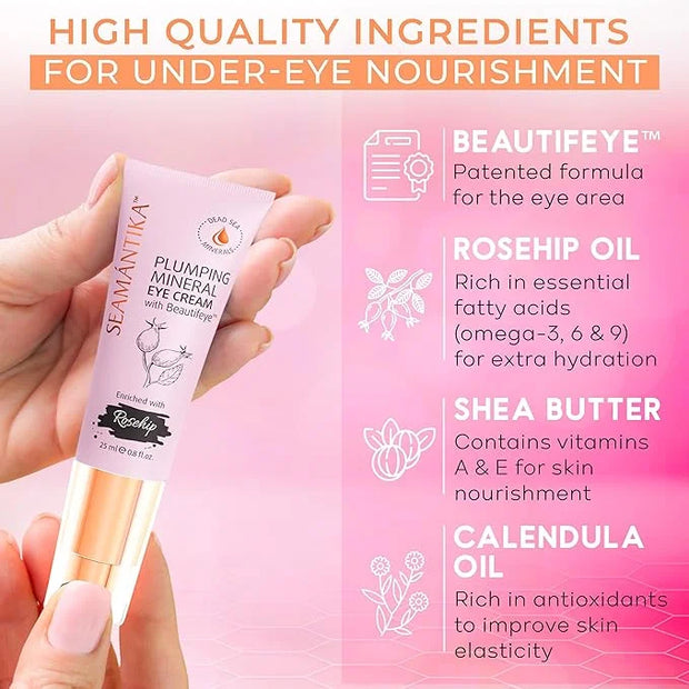 PLUMPING MINERAL EYE CREAM - Firming, Lifting, & Smoothing Formula, Eye Cream Anti-Aging - Quick Absorbing & Rich Moisture...