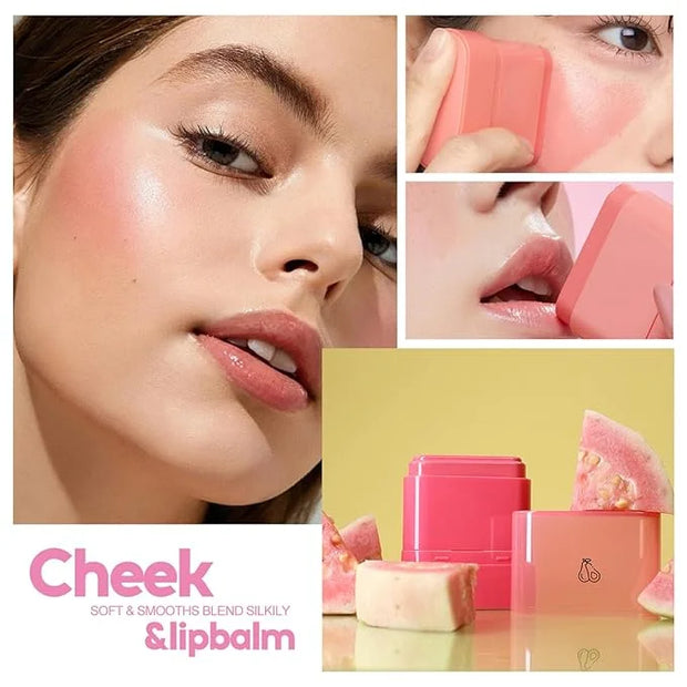 Multi-Purpose Makeup Hydrating Cream Blush Stick, Beauty Solid Moisturizer Stick For Cheek & Eyes & Lips，Waterproof Natura...
