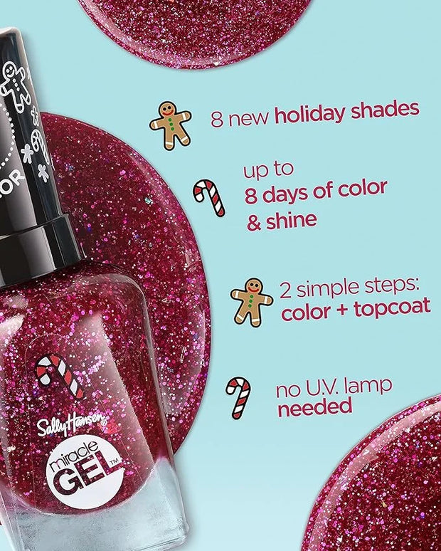 Sally Hansen Miracle Gel™, Holiday Dreams Crumb True, Long Lasting, Gel-Like Formula, No UV Lamp Needed, Brown Glitter Nai...