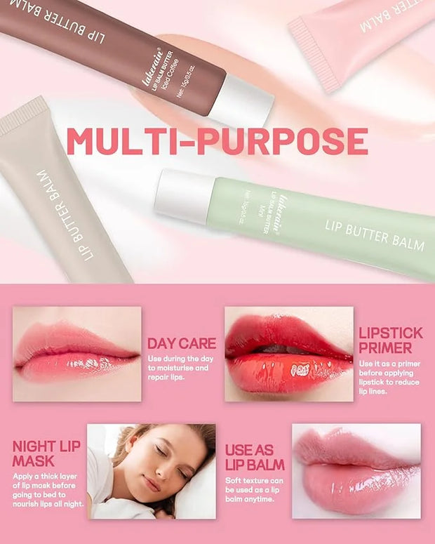 Tinted Lip Butter Balm,3 Colors Hydrating Lip Balm Lip Gloss Vanilla Sheer Tint Stain Non-Sticky Lip Glow Oil for Instant ...
