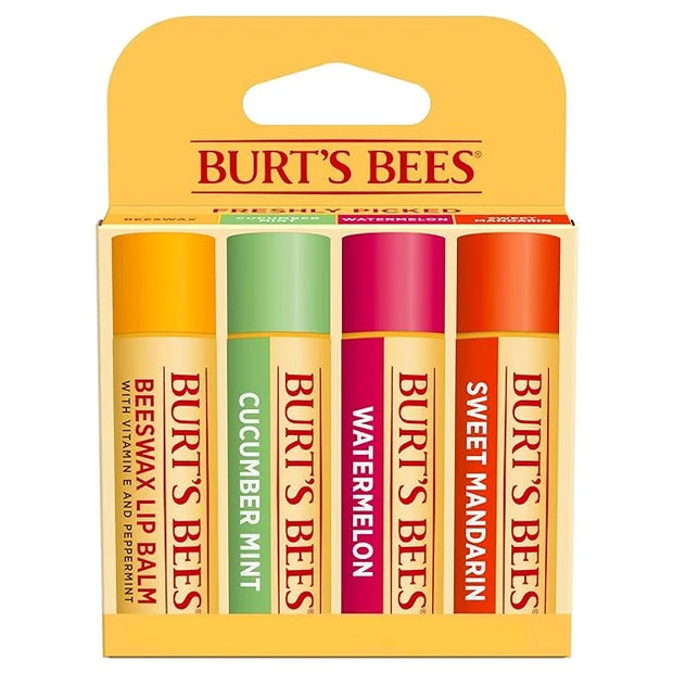 Burt's Bees Lip Balm - Original Beeswax, Cucumber Mint, Watermelon & Sweet Mandarin, With Responsibly Sourced Beeswax, Tin...
