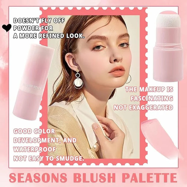 Blush Stick for Cheeks,Face Matte Contour Blush Makeup,Buildable Shimmer Facial Cheek Blusher Shades,Blendable Cosmetic Ma...