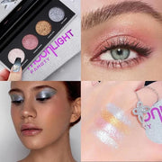 Shiny Shimmer Highlight Eye shadow Palette 4 Colors, Cosmetics Shimmer Eyeshadow Palette, Cruelty-Free and Vegan Formula, ...