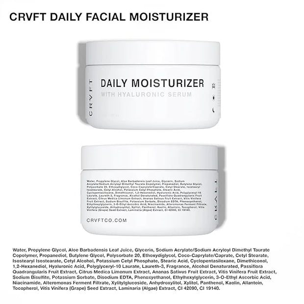 CRVFT Men’s Facial Care Kit | Aloe Vera Face Wash 3oz | Hyaluronic Moisturizer 1oz | Charcoal Exfoliating Scrub 1.7oz | 3 ...