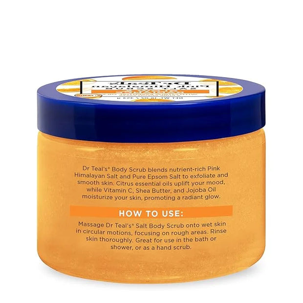 Dr Teal's Pink Himalayan Salt Body Scrub, Glow & Radiance with Pure Epsom Salt & Citrus Essential Oils 16 oz (Pack of 3) -...