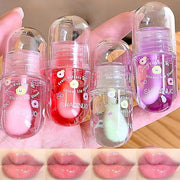 4 Pcs Lip Gloss Oil Set, Fruit Flavored Lip Gloss Set Cute Lip Jelly Hydrating Lip Make-Up for Kids and Teens, Kid Friendl...