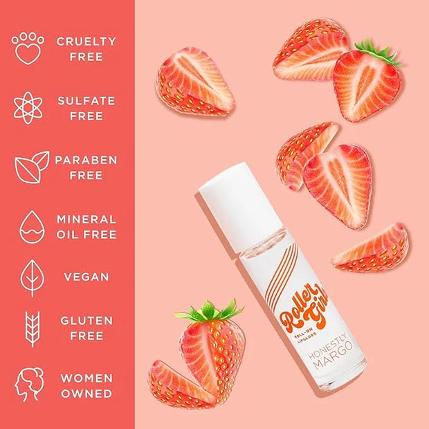 Roller Girl Roll-On Lip Gloss (Strawberry Amber, 2 Pack) – Lip Gloss for Women with Hydrating Vitamin E & Moisturizing Shi...