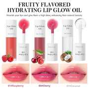 2Pcs Hydrating Lip Glow Oil,Plumping Lip Gloss,Moisturizing Transparent and Nourishing Non-stick Cup Fruit Flavored Lip Oi...