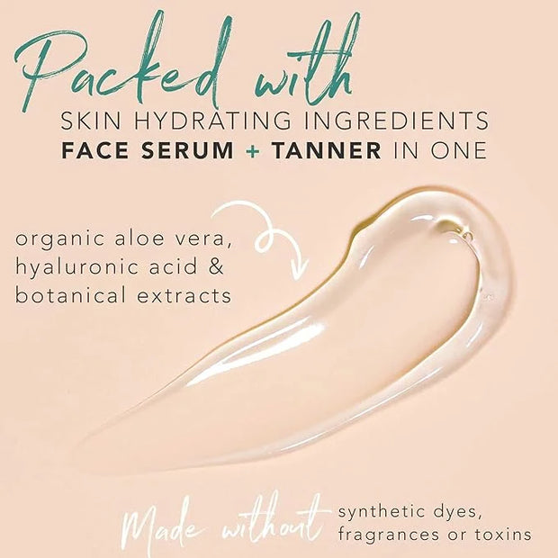 Face Tanner Serum - Fair to Medium Sunless Tanner for Face Sunless Tanner with Hyaluronic Acid - Self Tanner for Face Self...