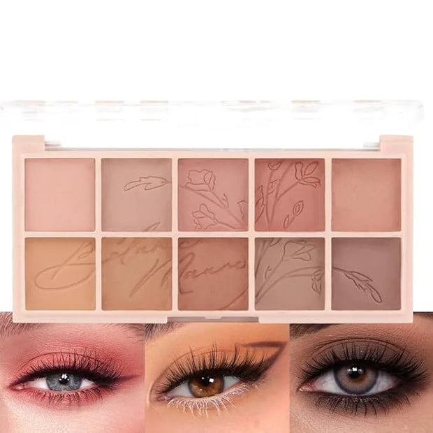 evpct 10 Colors Matte Nude Eye Shadow Palette Makeup for Older Women, Nude Brown Pink Cocoa Taupe Mauve Neutral Matte Crea...