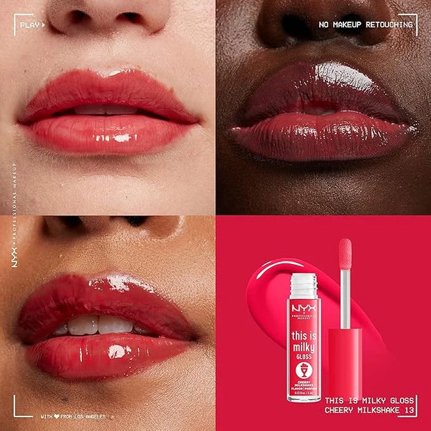 NYX PROFESSIONAL MAKEUP This Is Milky Gloss, Lip Gloss with 12 Hour Hydration, Vegan - Cherry Milkshake (Cherry Pink) - Pr...