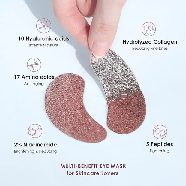 Sweet Dreams Collagen Glow Rose Gold Eye Masks l Under Eye Patches for Self Care Under Eye Patches Wrinkle Patches l Dark ...