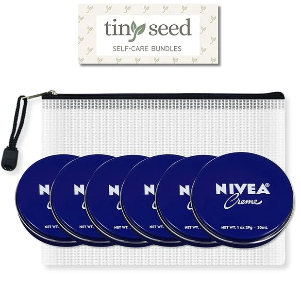 TINY SEED 6-Pack Travel Kit: Creme 1 oz Travel Size Tins. Cream Moisturizer for Face, Hands, and Body. Includes Compliment...
