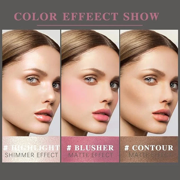 3 Pcs Cream Blush Contour Highlighter Stick for Cheeks Eyes Lips Lightweight Dewy Finish Blush Stick Waterproof Long Lasti...