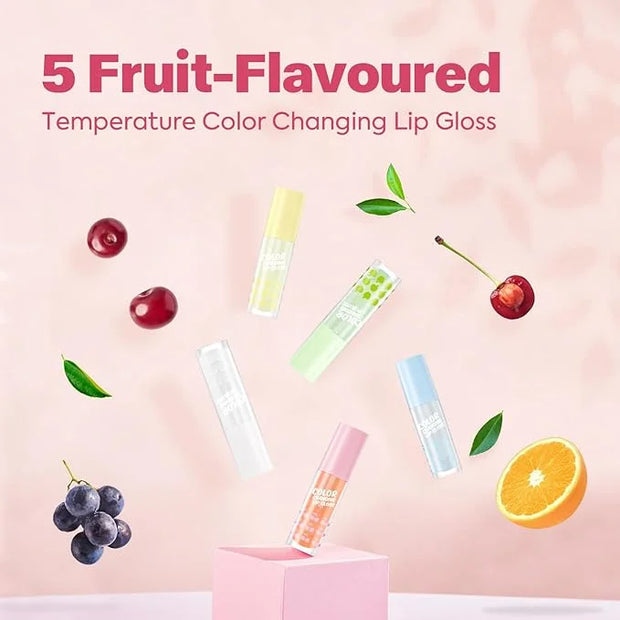 VANERIA Color Changing Lip Gloss,Clear to Pink,Fruit Flavoured Lip Changing Lip Gloss,PH Lip Color,Long Lasting Moisturizi...