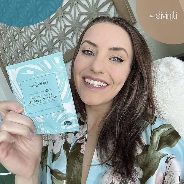 DiviniTi Self Warming Heated Eye Mask - 16 Pack, Up to 110F Degrees, Fast Soothing Relief for Puffy Eyes, Insomnia, Migrai...