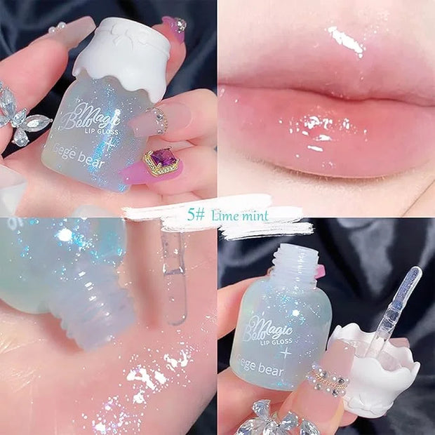 5 Colors Shimmer Lip Gloss Set Hydrating Lip Glow Oil Cute Hydrating Tinted Lip Transparent Balm Set - Product Image