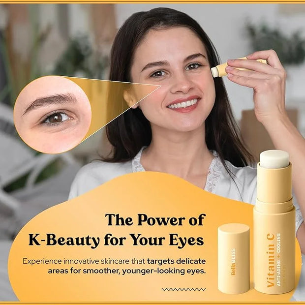 BellaBLISS Vitamin C Eye Balm Stick – Lightweight Under Eye Cream for Puffiness, Dark Circles & Wrinkles – Made in Korea –...