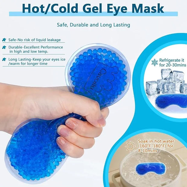 Sleep mask w/Cooling Gel Eye Mask, Heated Eye Mask for Sleeping, Reusable Ice Silk Stain Eye Cover Sleeping Mask for Trave...
