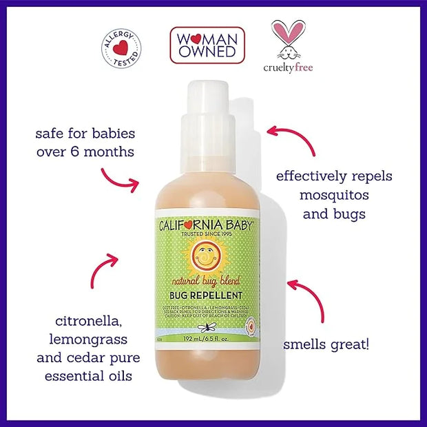 California Baby Super Sensitive Sunscreen + Natural Bug Spray | 2.9oz Unscented SPF 30+ Mineral Sunscreen + 6.5oz Natural ...