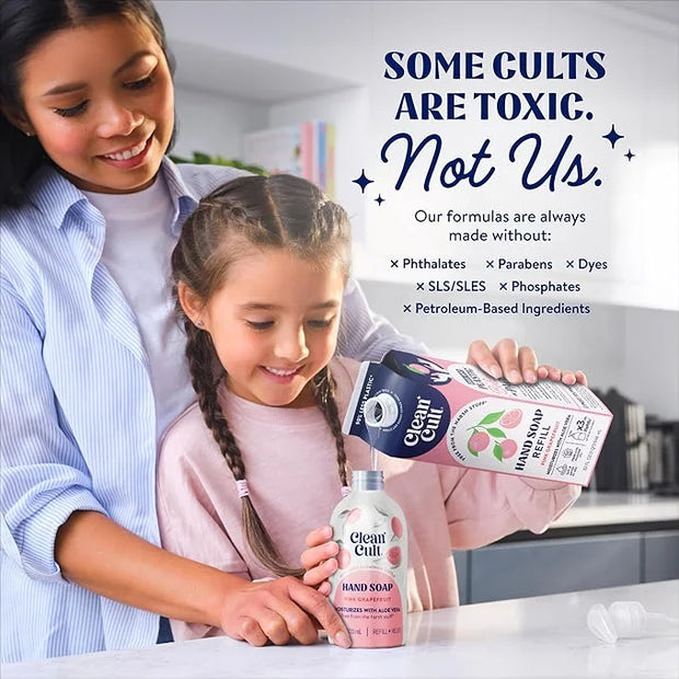 Cleancult Liquid Hand Soap Refill - Pink Grapefruit- Moisturizes Dry & Sensitive Skin - Made with Aloe Vera & Essential Oi...