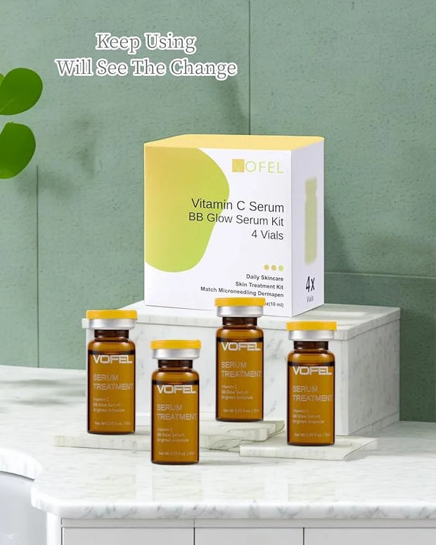 Vitamin C Serum for Face Hyaluronic Acid Serum Anti Aging Moisturizer 0.35 oz 4 Vials Facial Serums BB Glow Starter Kit (4...