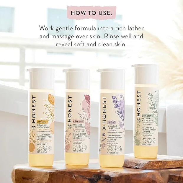 The Honest Company 2-in-1 Cleansing Shampoo + Body Wash for Sensitive Skin | Gentle for Baby | Naturally Derived, Tear-fre...