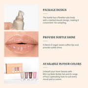 4Pcs Hydrating Lip Gloss Set, Mini Lip Butter Balm Pack, High Shine Glass Finish Lip Moisturizing Plumping Lip Gloss Shiny...