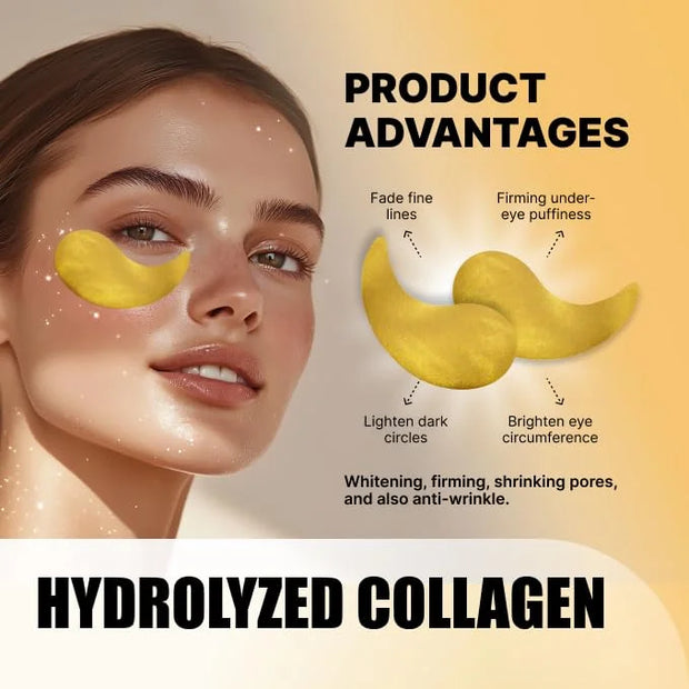 Under Eye Patches - 30 Pairs of 24K Gold Eye Masks for Puffy Eyes, Dark Circles & Wrinkles - Collagen & Hyaluronic Acid fo...