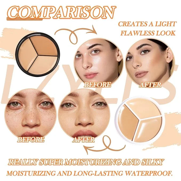 3 Colors Correcting Concealer Makeup Cream Contour Palette,Cream