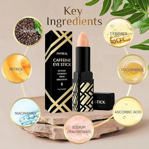 Caffeine Under Eye Balm: Hydrating Eye Brightener Stick Cream for Dark Circles & Puffiness, Anti-Wrinkle Korean Skincare T...