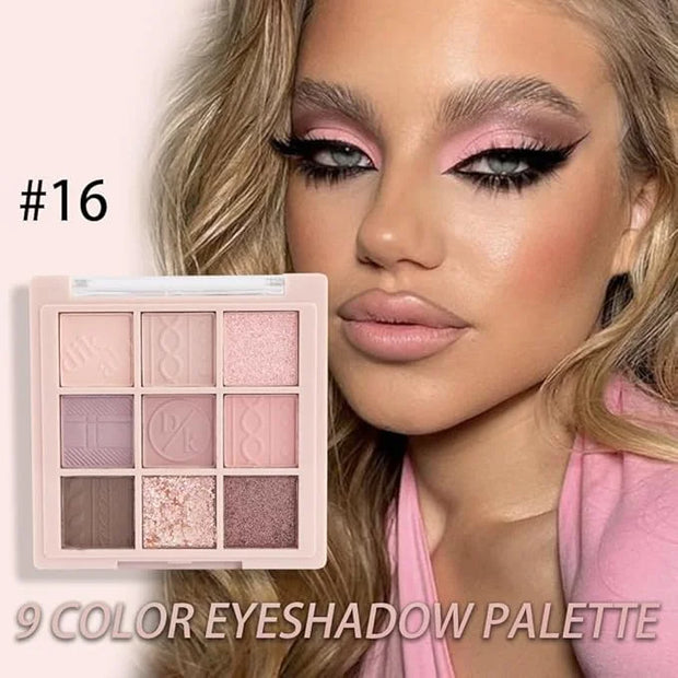 9Colors Eye Shadow Palette Makeup,Pink Rose Gold Purple Mauve Neutral Travel Eyeshadow Palette Highly Pigmented Long Lasti...