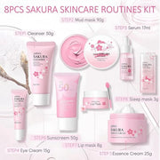 Sakura Skincare Set, Skin Care Set For Teen Girls, Skincare Gift Set Cherry Blossom Beauty Set, Deep Cleaning Skincare Fac...