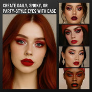 Red Eyeshadow Palette with Mirror Sliver Red Black Tones Matte Shimmer 6 Colors Mini Eye Shadow Pallet Travel Size Highly ...