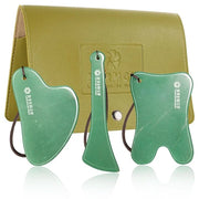 3PC Gua Sha Tools Set - Natural Nephrite Jade Facial & Body Stones, Hypoallergenic Skin Care Kit with Adjustable Cord & A ...