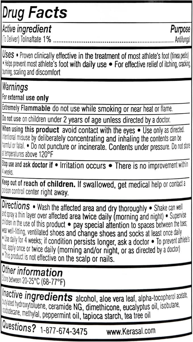 Kerasal 5-In-1 Athlete's Foot Invisible Powder Spray, Athlete's Foot Spray, 2 oz - Product Image