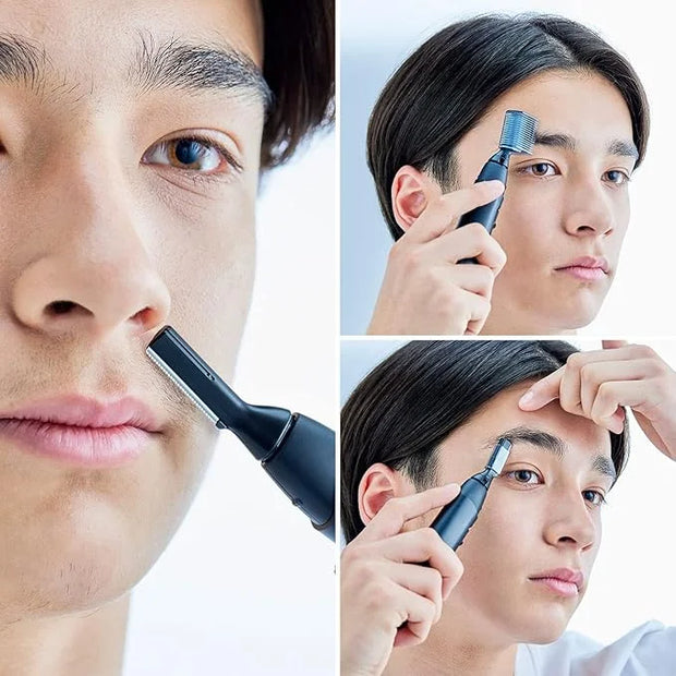 Panasonic Facial Hair Trimmer for Sensitive Skin, Unisex Detailer with Flexible Head, Gentle on Acne, Includes 2 Eyebrow A...